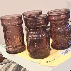 Vintage Wheaton Amethyst spice jars, vases. Beautiful color. 4 pieces.